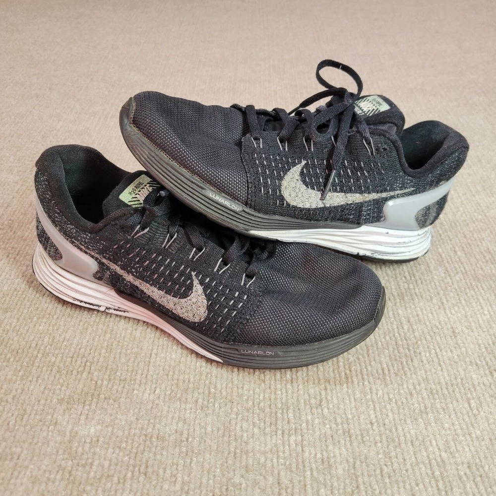 Nike Lunarglide 7 Women 7 Black Reflect Silver Athletic Running Shoes 803567-001